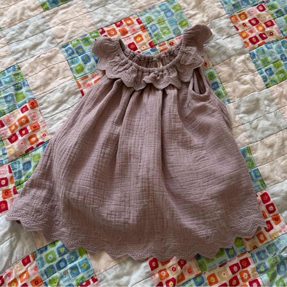 Quincy Mae Lavender Ruffle Eyelet Dress